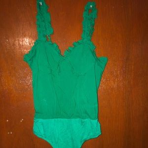 Green ruffle bodysuit